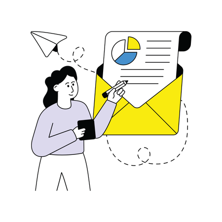 Woman Send Business Newsletter  Illustration