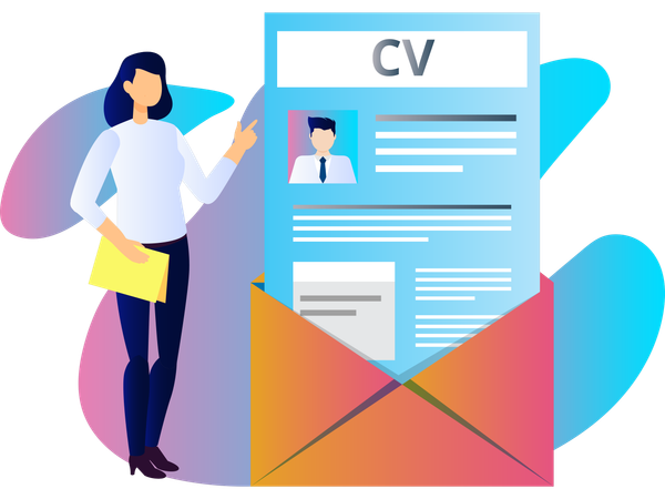 Woman Send Your Cv  Illustration