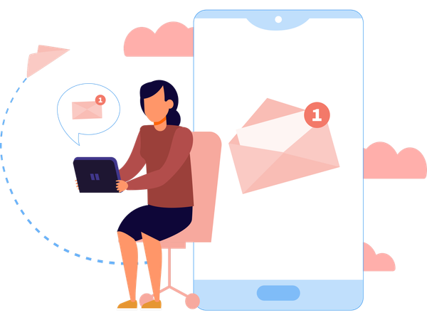 Woman Sending chat to employees  Illustration