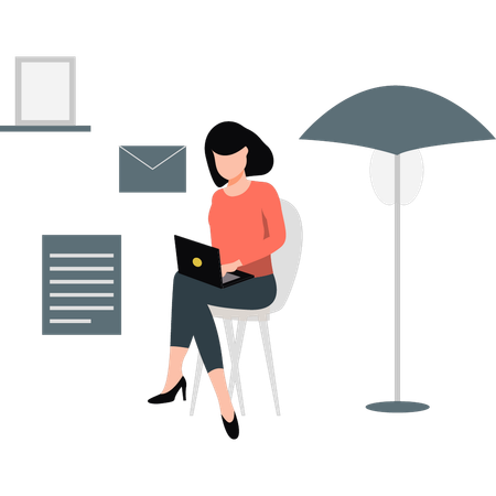 Woman sending Email  Illustration