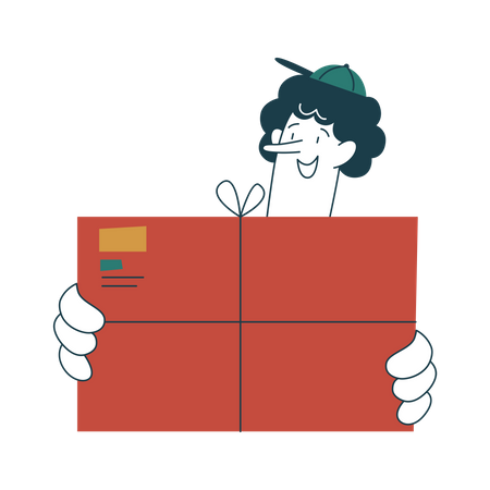 Woman sending large parcel  Illustration