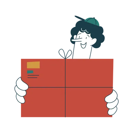 Woman sending large parcel  Illustration