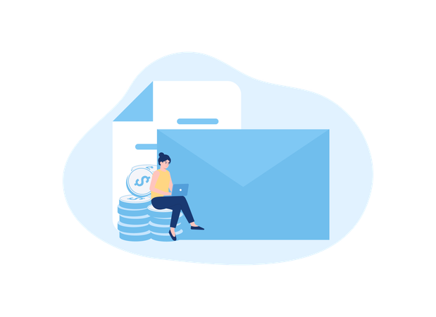 Woman sending letters  Illustration