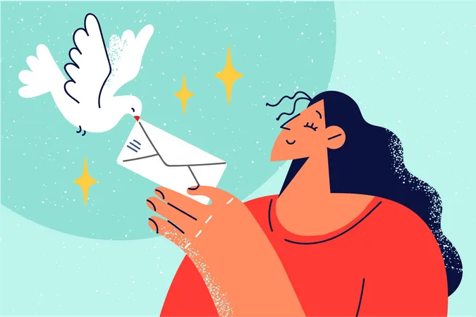 Woman sending mail  Illustration