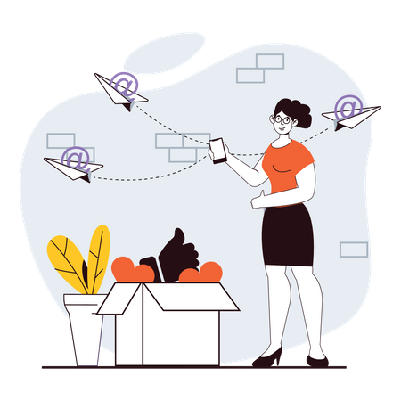Woman sending mail  Illustration