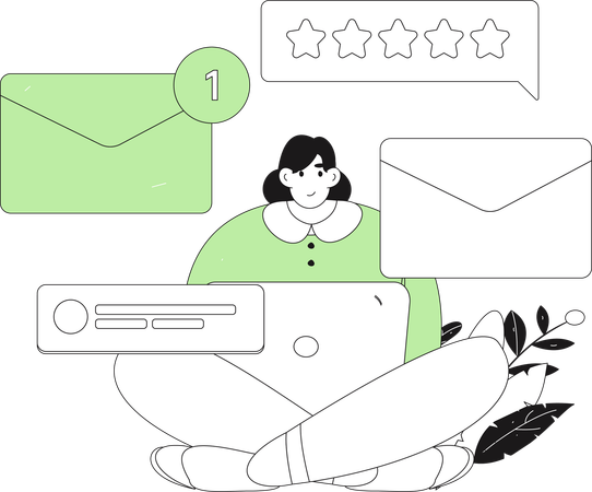 Woman sending marketing email  Illustration