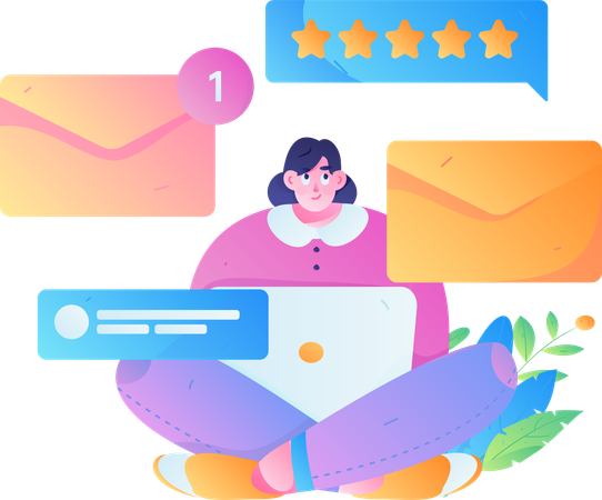 Woman sending marketing email  Illustration