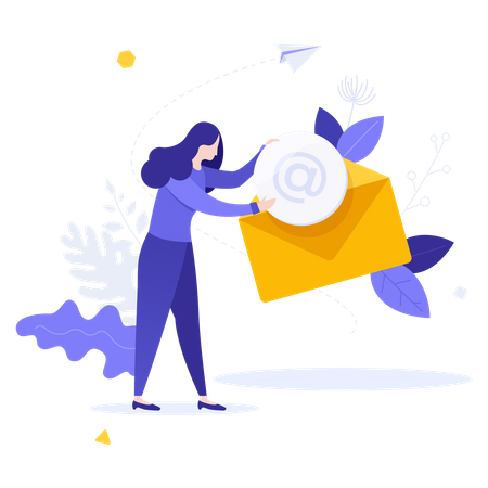 Woman sending marketing mail  Illustration