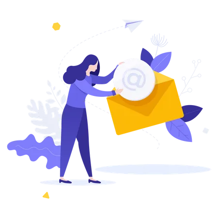 Woman sending marketing mail  Illustration