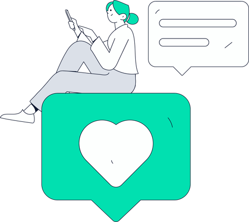 Woman sending online chats to clients  Illustration