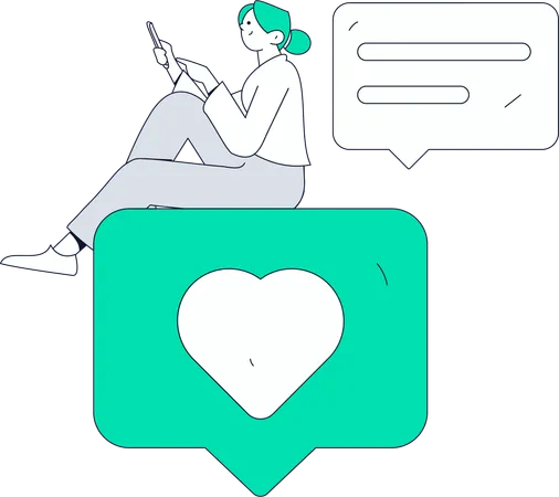 Woman sending online chats to clients  Illustration