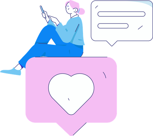 Woman sending online chats to clients  Illustration