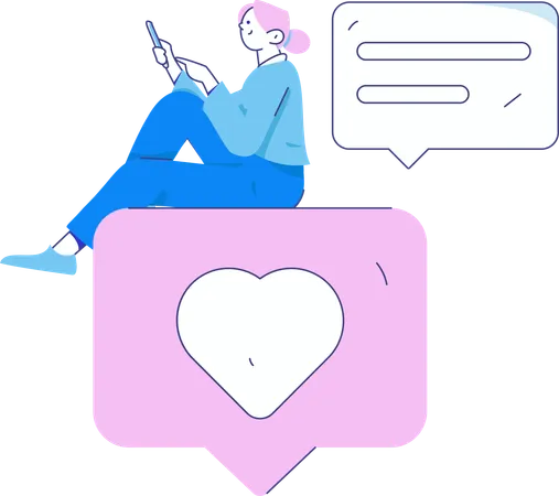 Woman sending online chats to clients  Illustration