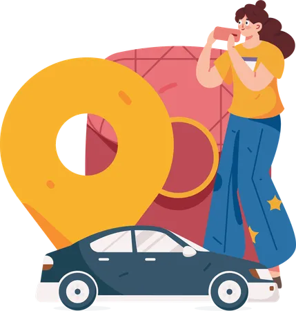 Woman sending tip for the taxi driver  Illustration