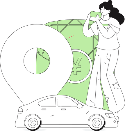 Woman sending tip for the taxi driver  Illustration