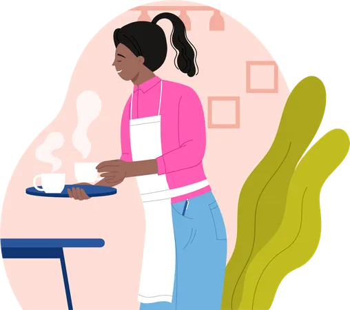 Woman serving tea  Illustration