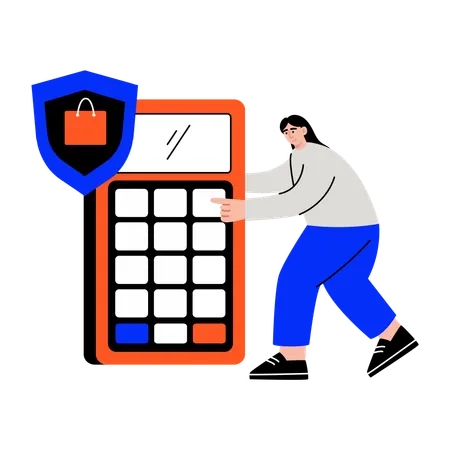 セキュリティピンをセットする女性  イラスト