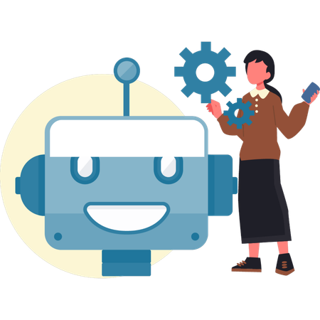 Woman setting analytic data  Illustration