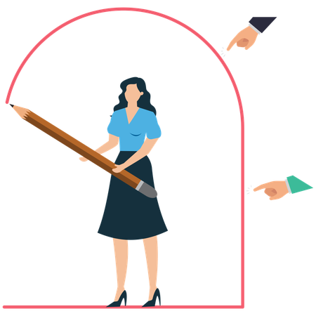 セルフケアのための境界線を設定する女性  イラスト