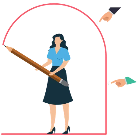 セルフケアのための境界線を設定する女性  イラスト