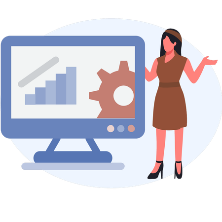 Woman setting business graph  Illustration