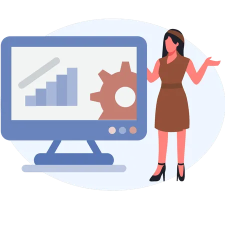 Woman setting business graph  Illustration