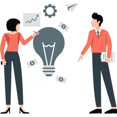 Woman setting business ideas  Illustration