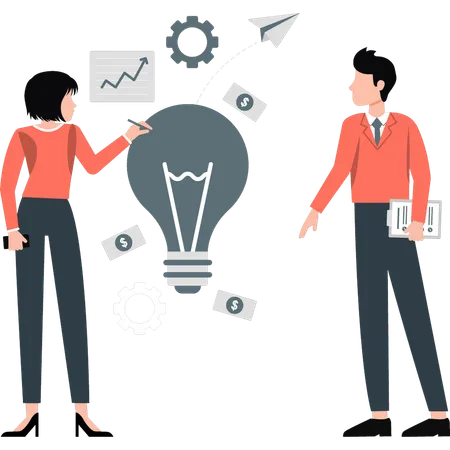 Woman setting business ideas  Illustration