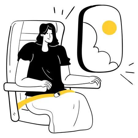 Woman setting in Cabin Comfort  Illustration