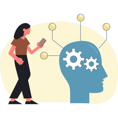 Woman setting network  Illustration