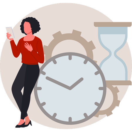 Woman setting office time  Illustration