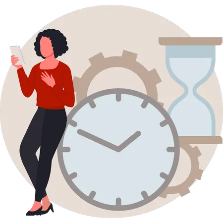 Woman setting office time  Illustration