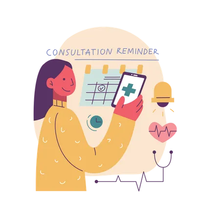 Woman setting reminders to have consultation  Illustration