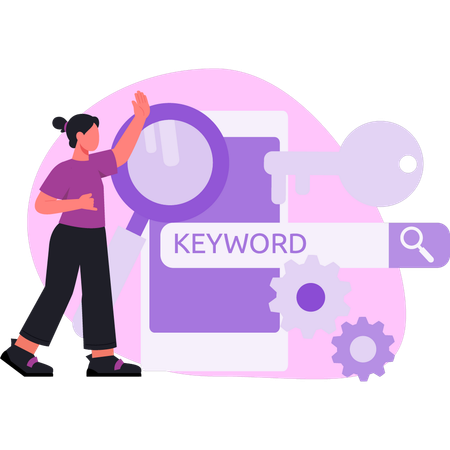 Woman setting search bar  Illustration