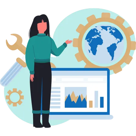 Woman setting SEO strategy  Illustration