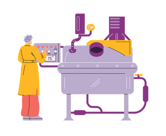 Woman setting temperature using special equipment  Illustration