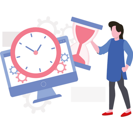 Woman setting time  Illustration