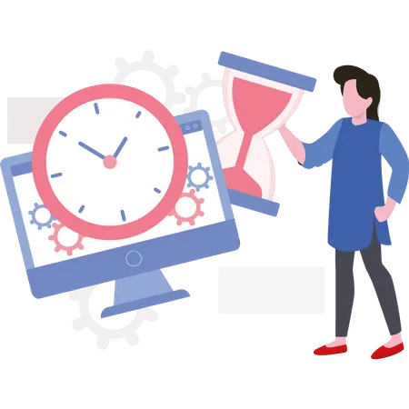 Woman setting time  Illustration