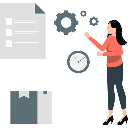 Woman setting time management  Illustration