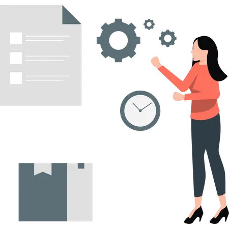 Woman setting time management  Illustration