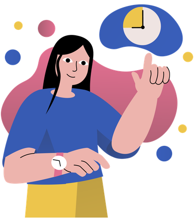 Woman setting up watch timer  Illustration