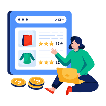 Woman shares Customer feedback  Illustration