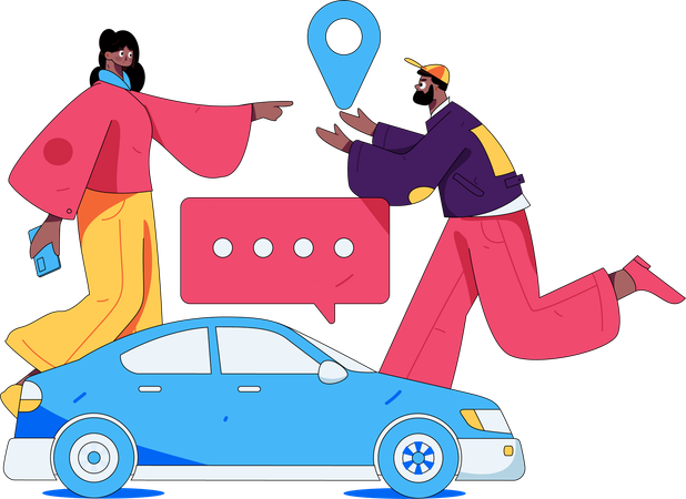 Woman shares her current location with taxi driver for pick up  Illustration