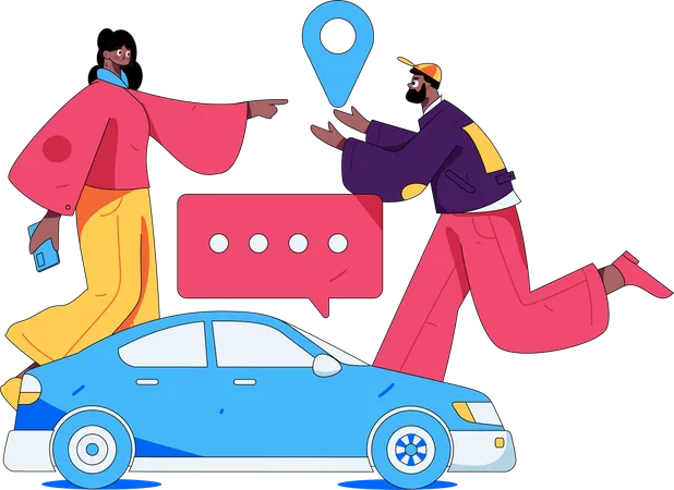 Woman shares her current location with taxi driver for pick up  Illustration