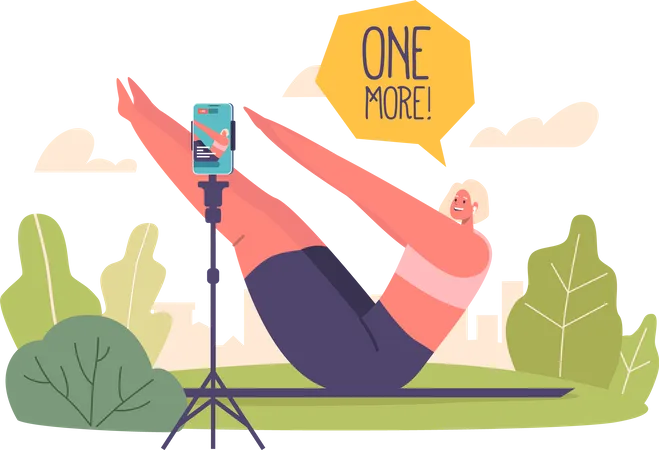 Woman Shares Pilates Journey Through Blogging  Illustration