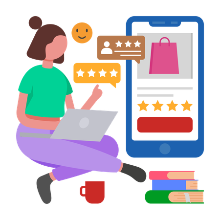 Woman shares Product Feedback  Illustration