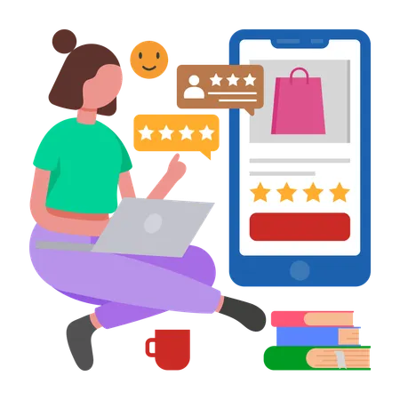 Woman shares Product Feedback  Illustration