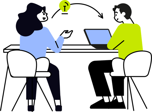 Woman sharing idea with man  Illustration