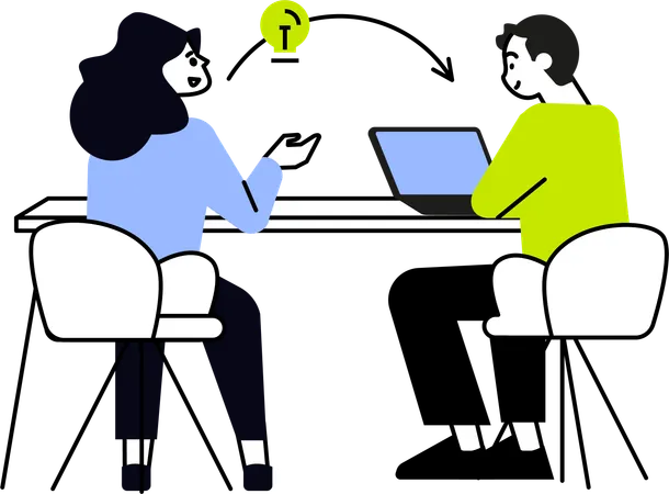 Woman sharing idea with man  Illustration