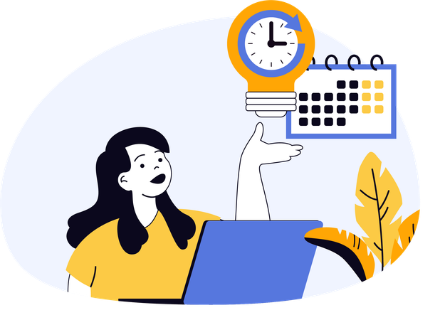 Woman sharing ideas for project completion tasks  Illustration